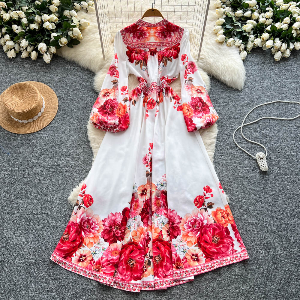 フレンチエレガントヴィンテージ宮殿イブニングドレス新しい女性 - French Vintage Floral Midi Dress のレビューと価格