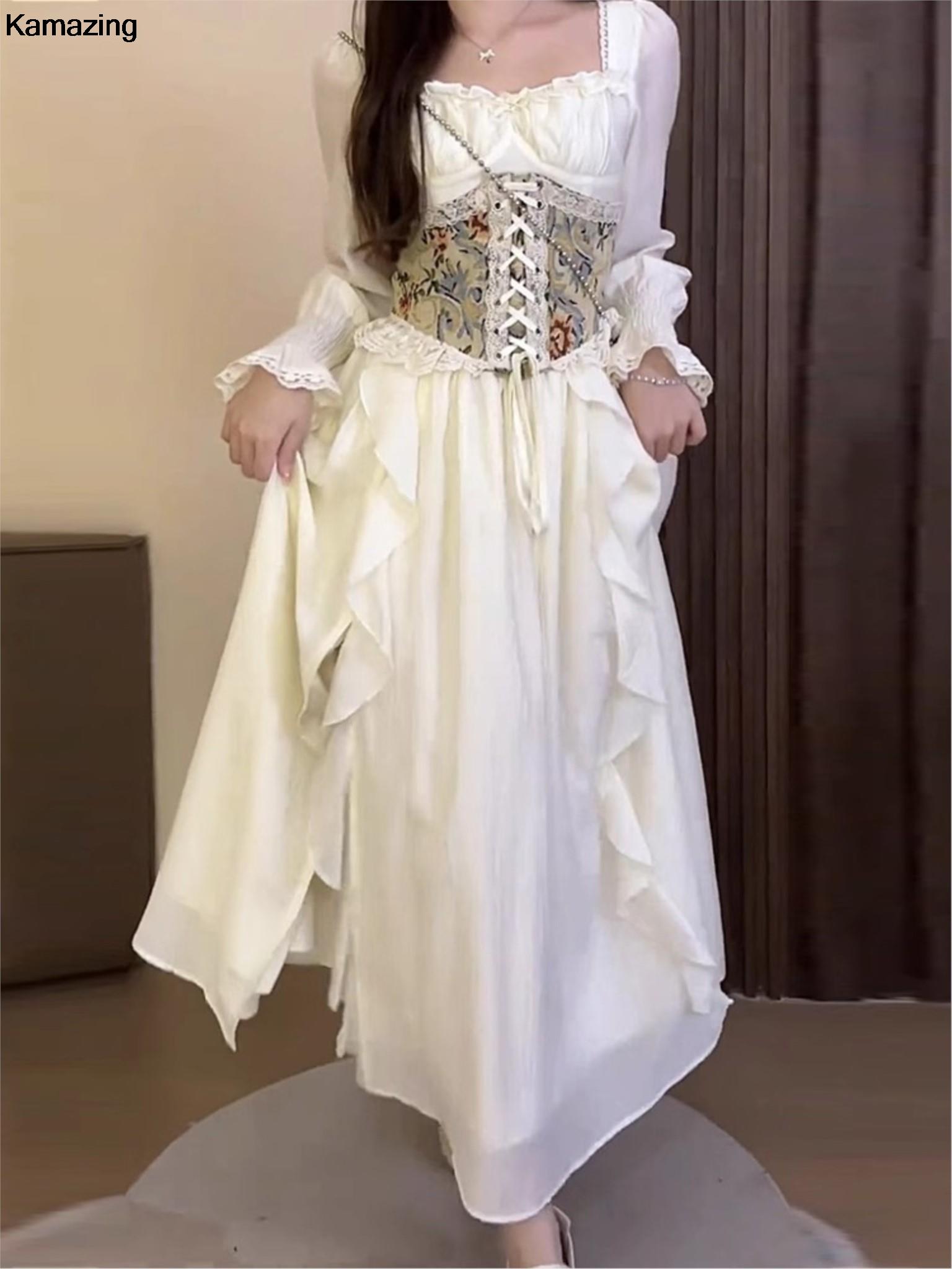 女性のためのヴィンテージのフレンチコルセット正午ドレス,エレ - French Vintage Floral Midi Dress のレビューと価格