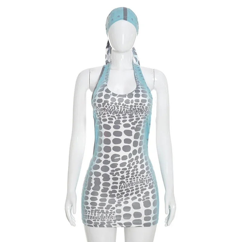 セクシーなホルターネック、スタッズ付きミニドレス。レディース - Y2K Backless Halter Mini Dress のレビューと価格