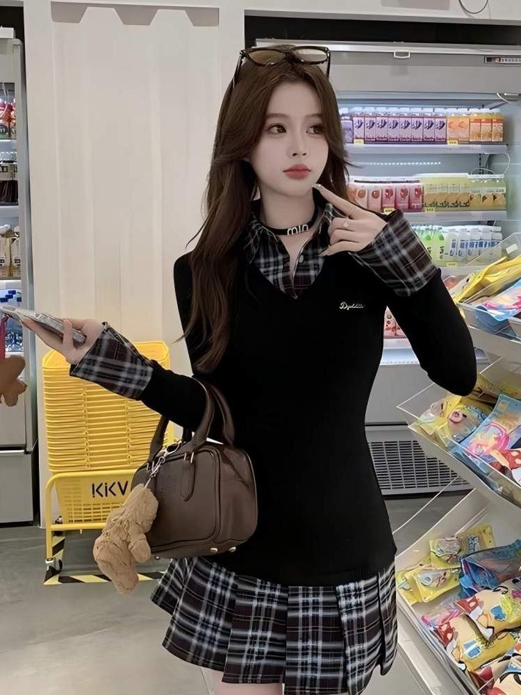 韓国風スリムフィットポロ襟Aラインシャツワンピース レディー - Korean Style A Line Shirt Dress のレビューと価格